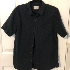 Black, short-sleeve button-up